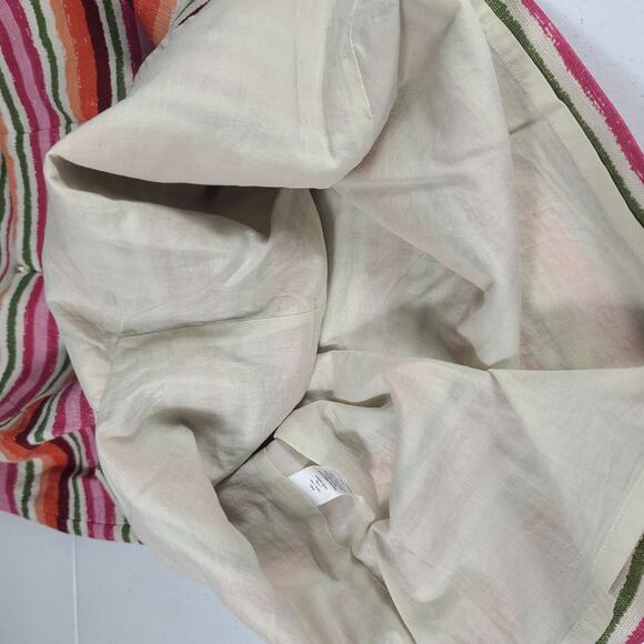 Talbots Orange Green Pink Striped Lined Linen Skirt Size 6 - Picture 3 of 3